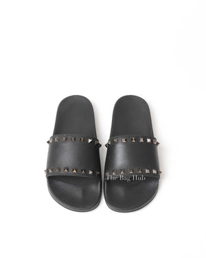 Valentino Black Rockstud Rubber Slider Sandals Size 41-7