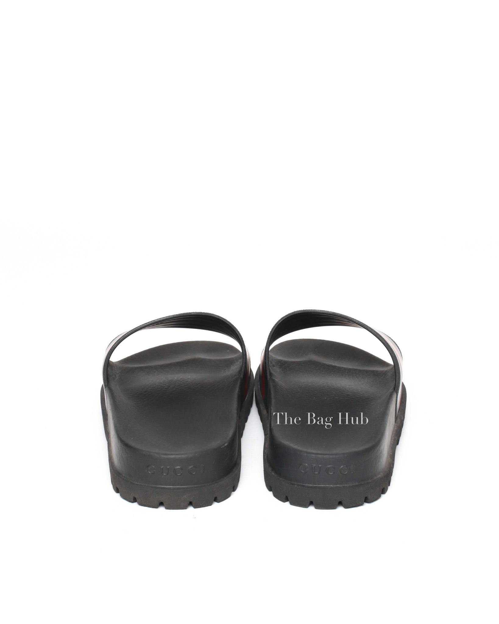 Gucci Black Web Accent Rubber Slide Sandals Size 7-6