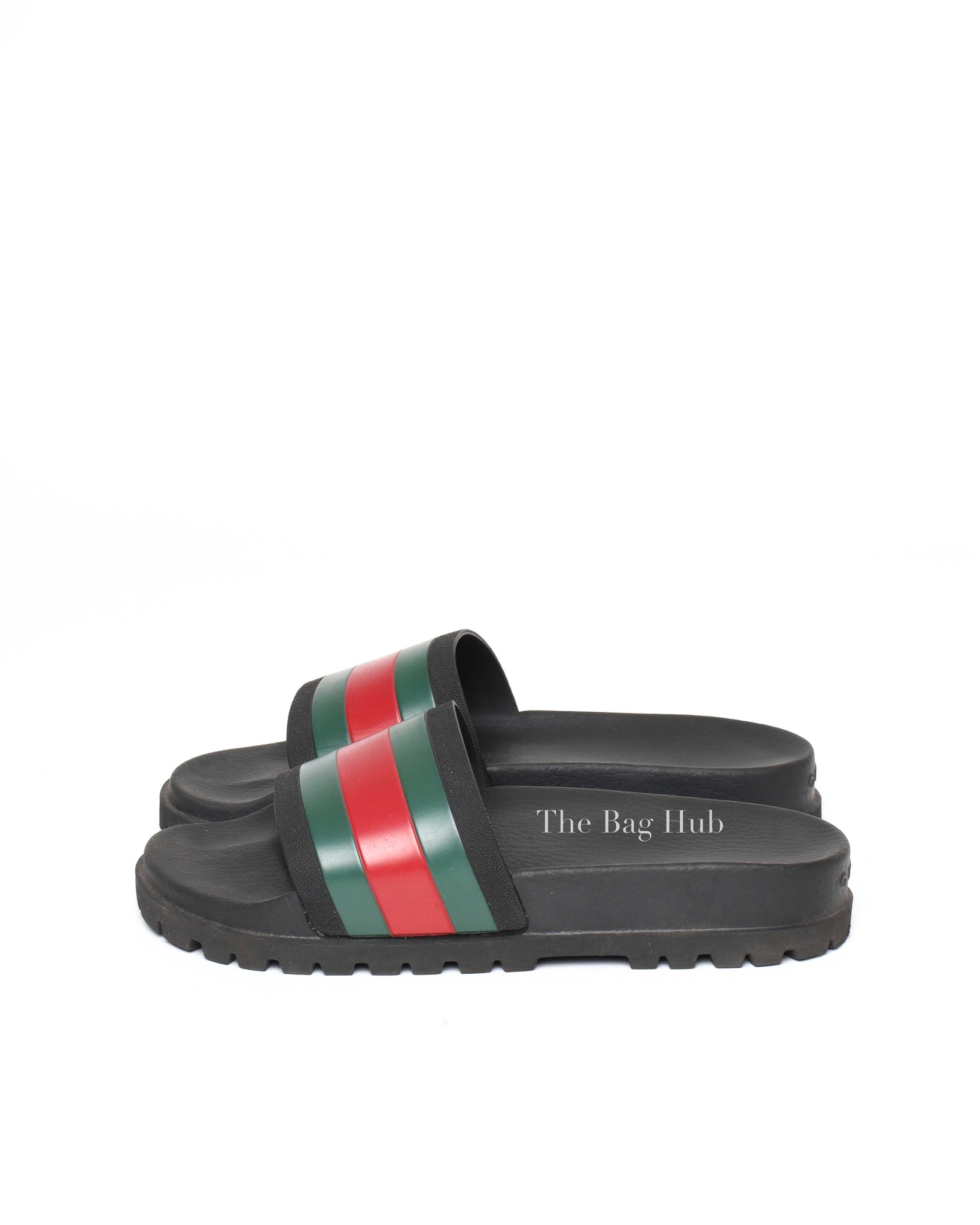 Gucci Black Web Accent Rubber Slide Sandals Size 7-5