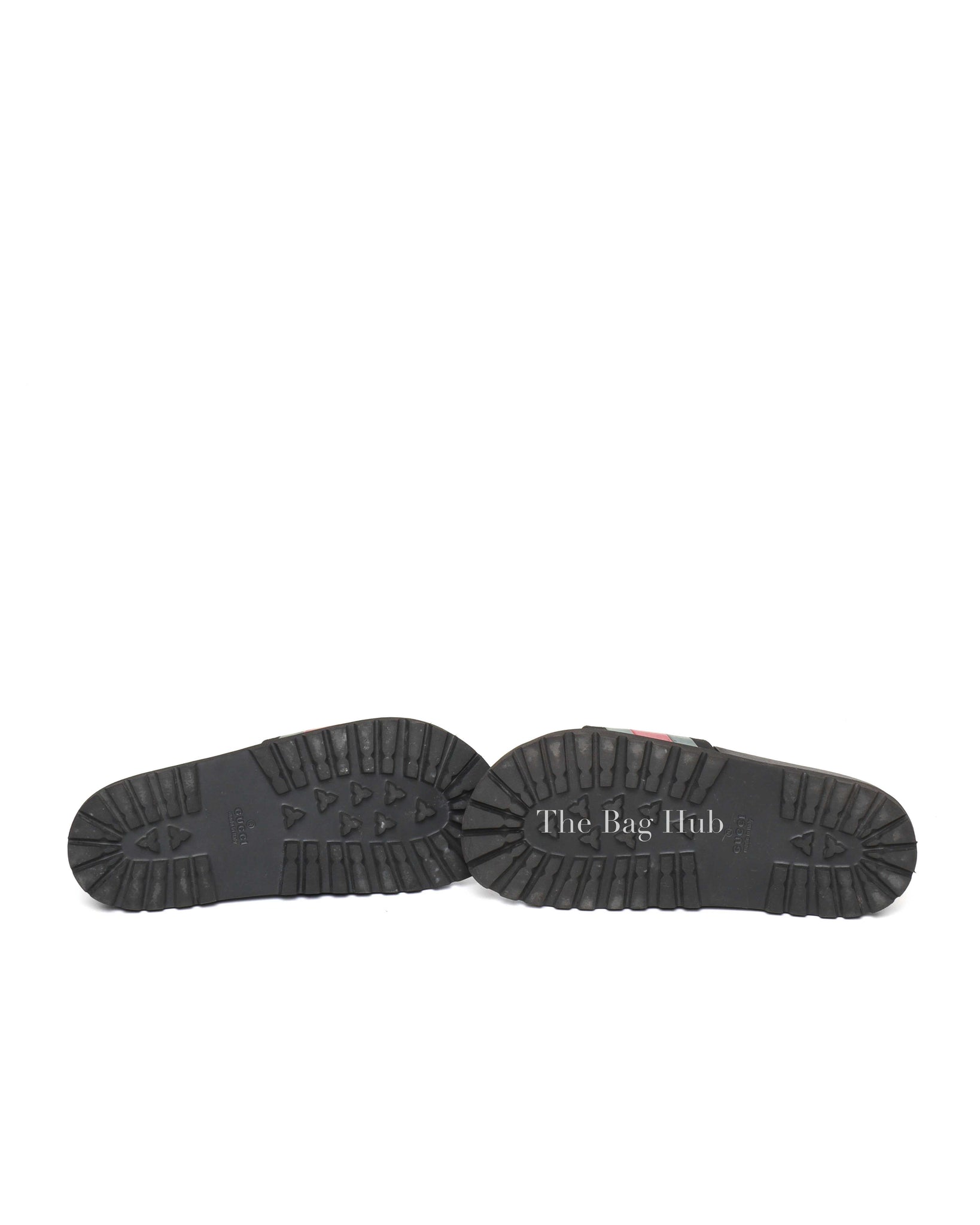 Gucci Black Web Accent Rubber Slide Sandals Size 7-7