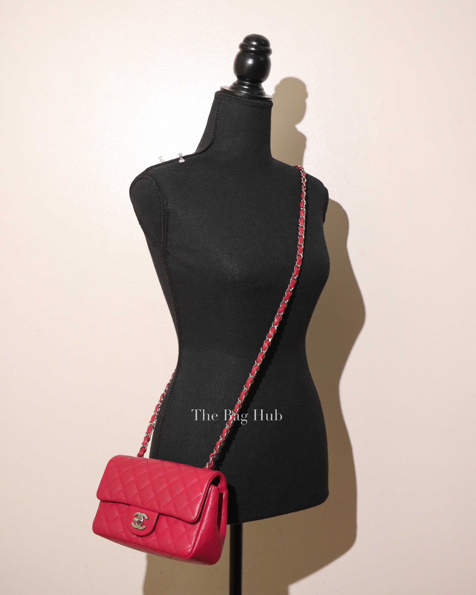 Chanel Red Mini Rectangle Flap SHW-12