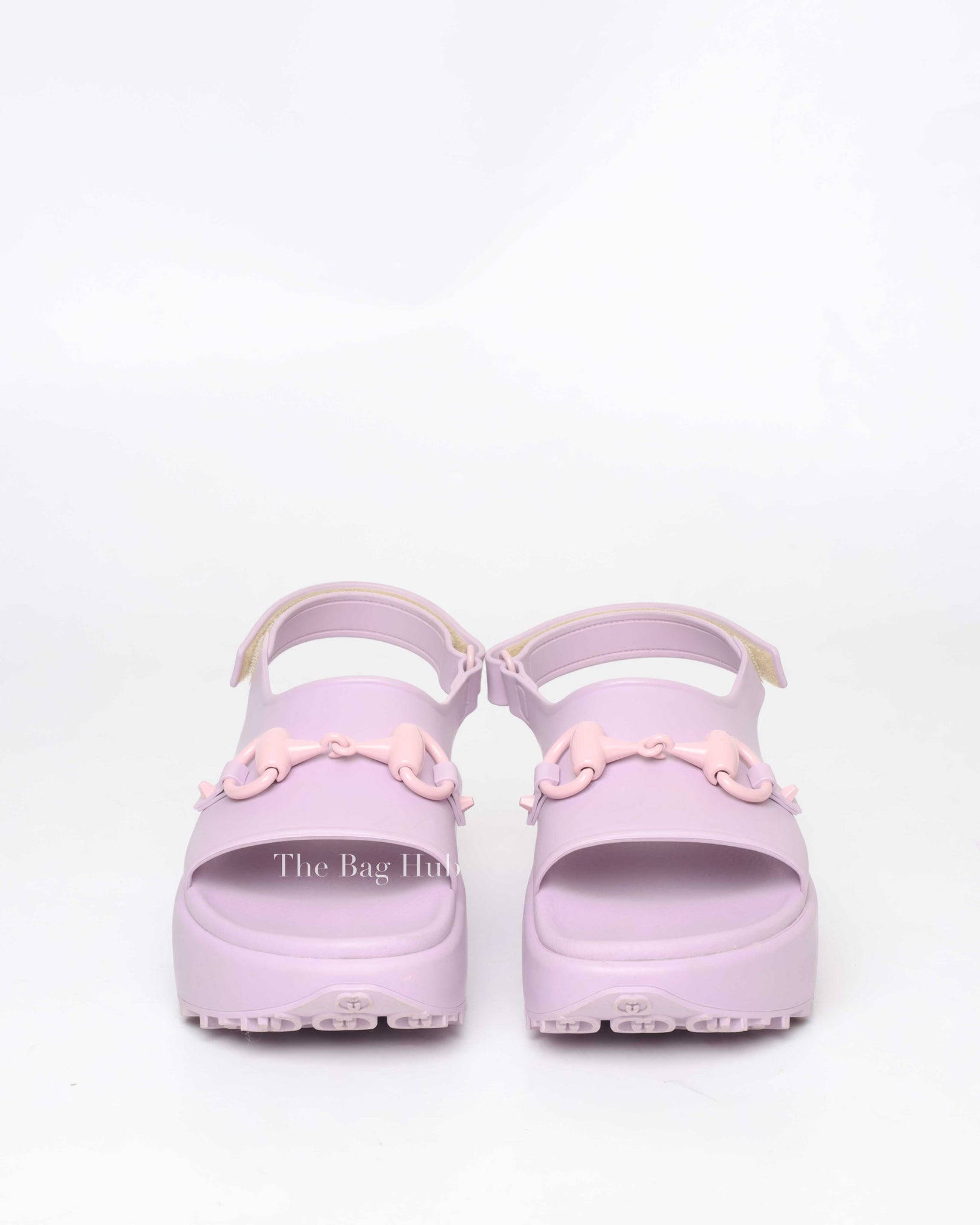 Gucci Lilac Horsebit Platform Rubber Sandals Size 40