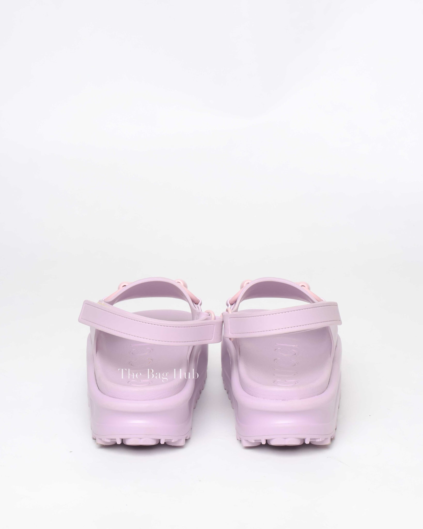 Gucci Lilac Horsebit Platform Rubber Sandals Size 40