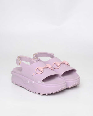 Gucci Lilac Horsebit Platform Rubber Sandals Size 40