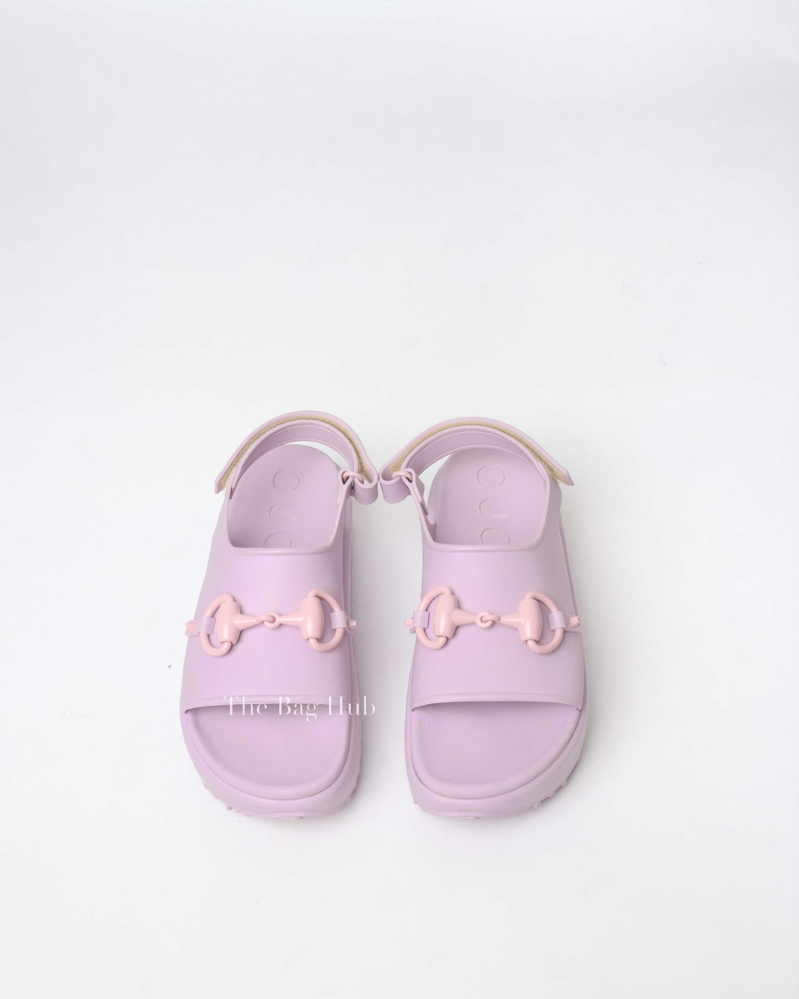 Gucci Lilac Horsebit Platform Rubber Sandals Size 40