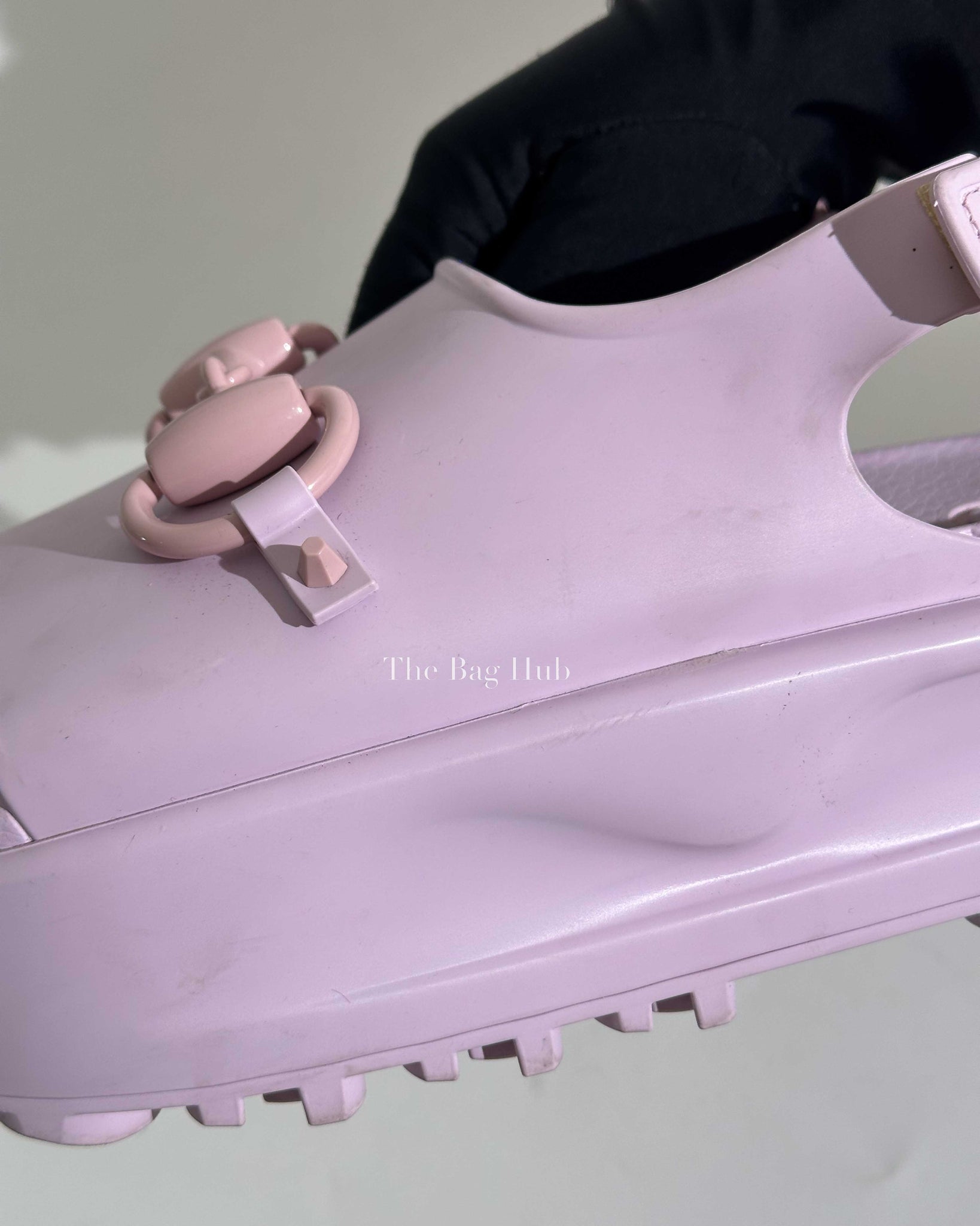 Gucci Lilac Horsebit Platform Rubber Sandals Size 40