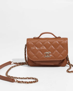 Chanel Caramel Caviar Quilted Business Affinity Clutch on Chain GHW