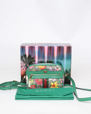 Gucci Green GG Supreme Flora Limited Edition Small Ophidia Bag-13