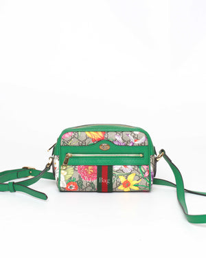 Gucci Green GG Supreme Flora Limited Edition Small Ophidia Bag-2