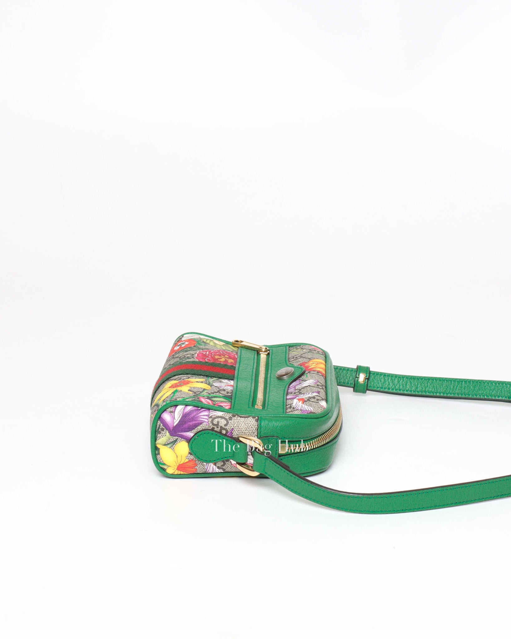 Gucci Green GG Supreme Flora Limited Edition Small Ophidia Bag-4