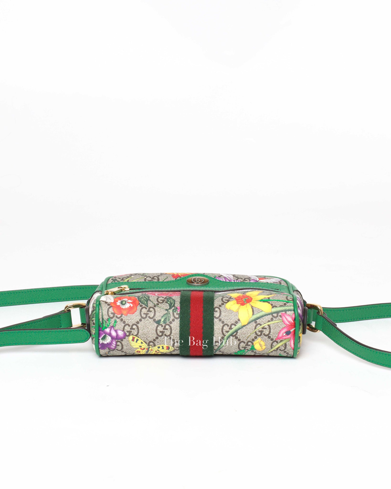 Gucci Green GG Supreme Flora Limited Edition Small Ophidia Bag-6