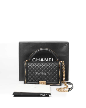 Chanel Black Calfskin Chain Handle Boy Bag GHW-13