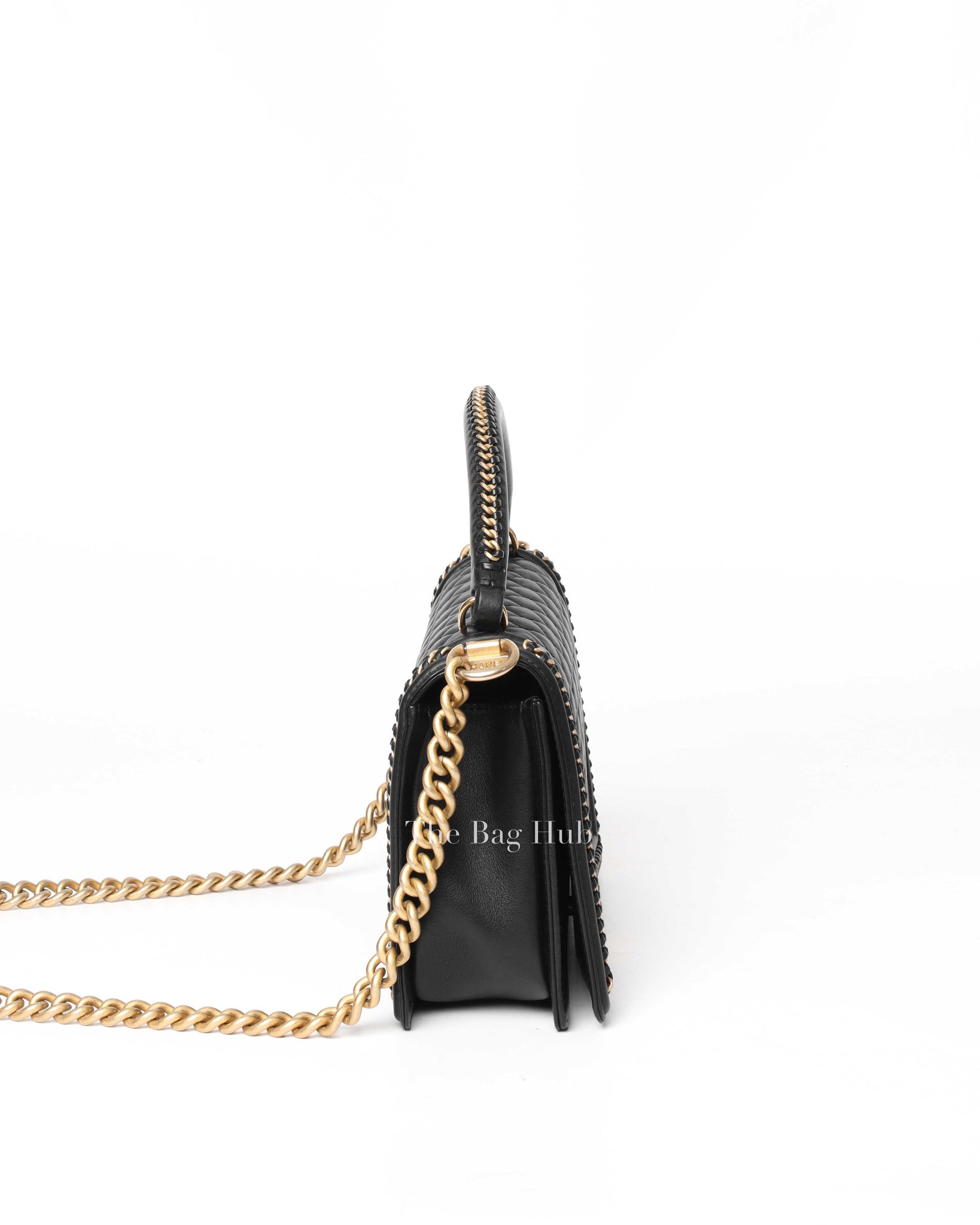 Chanel Black Calfskin Chain Handle Boy Bag GHW-4