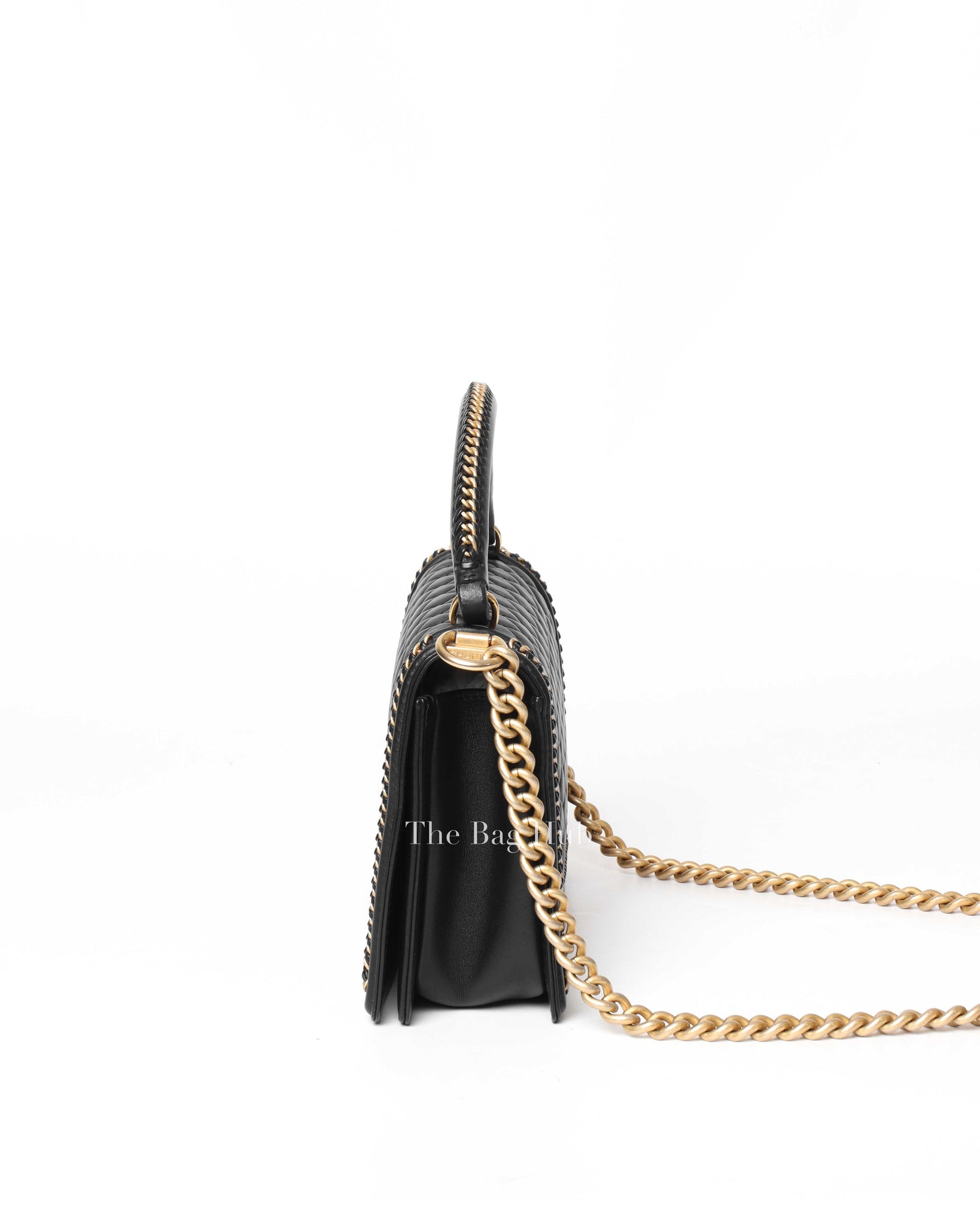 Chanel Black Calfskin Chain Handle Boy Bag GHW-5