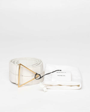 Bottega Veneta White Intrecciato Nappa Calf Leather Belt 70cm-8