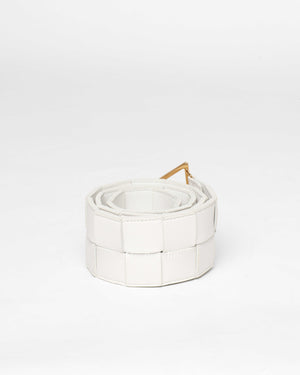 Bottega Veneta White Intrecciato Nappa Calf Leather Belt 70cm-3