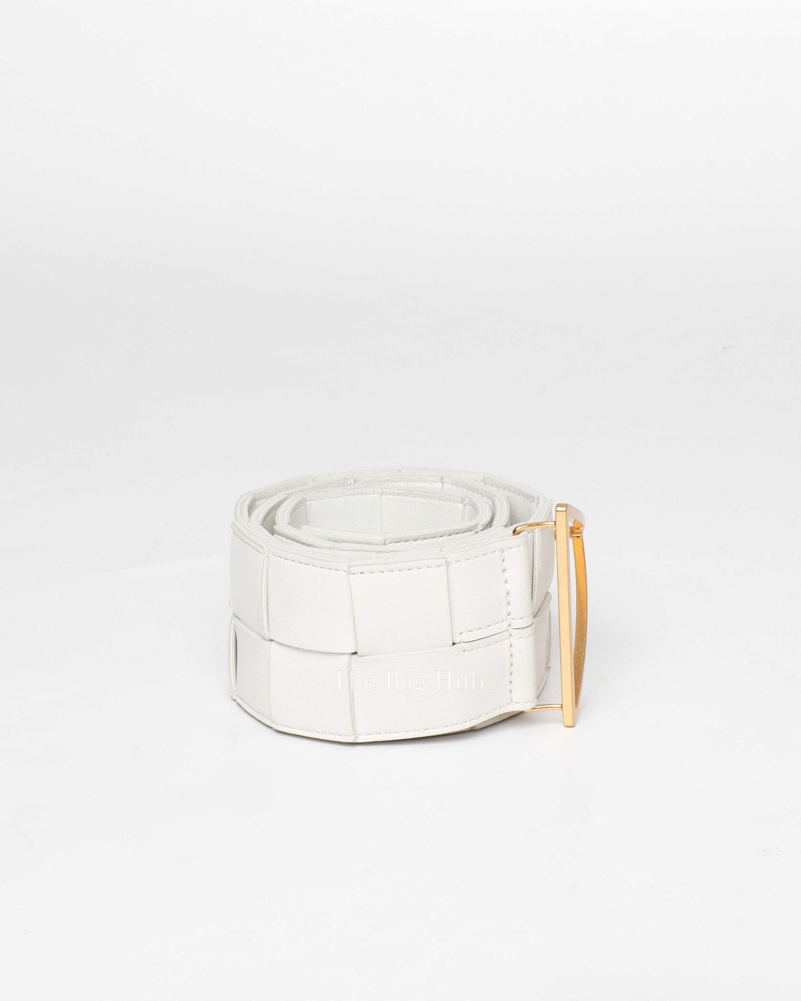 Bottega Veneta White Intrecciato Nappa Calf Leather Belt 70cm-4