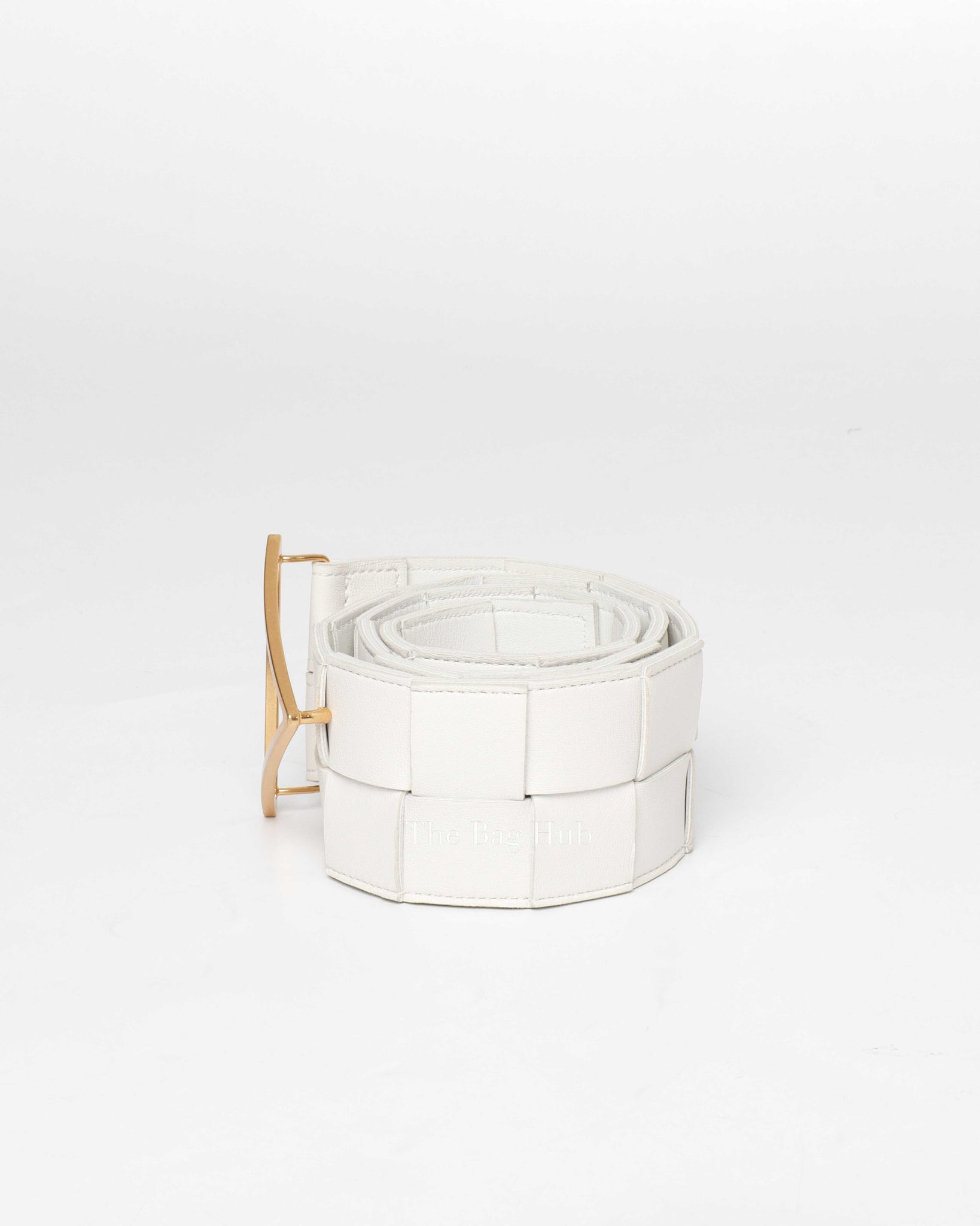 Bottega Veneta White Intrecciato Nappa Calf Leather Belt 70cm-5