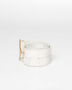 Bottega Veneta White Intrecciato Nappa Calf Leather Belt 70cm-5