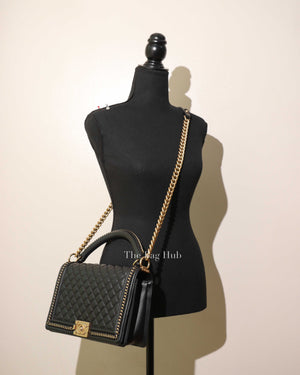 Chanel Black Calfskin Chain Handle Boy Bag GHW-12