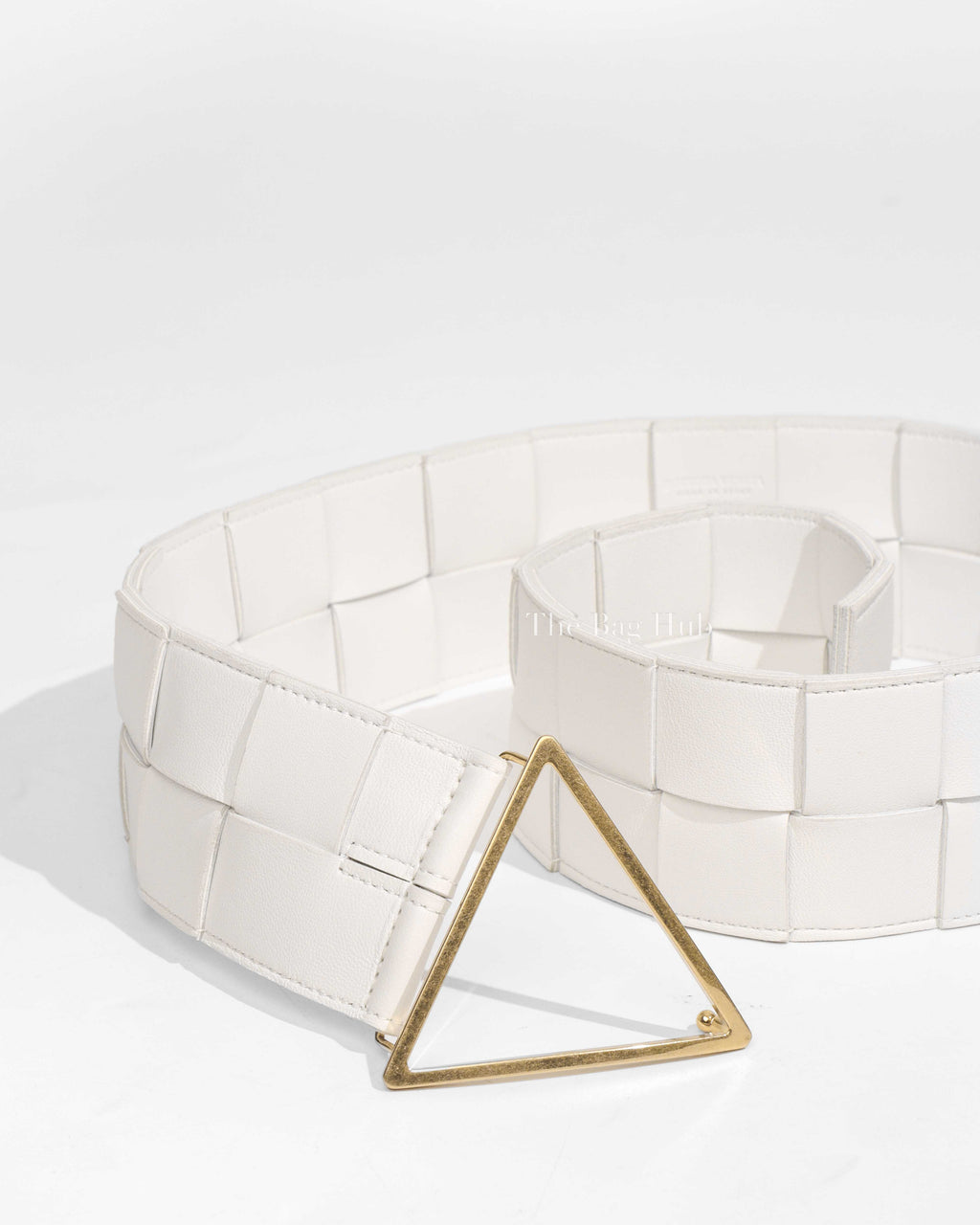 Bottega Veneta White Intrecciato Nappa Calf Leather Belt 70cm-1