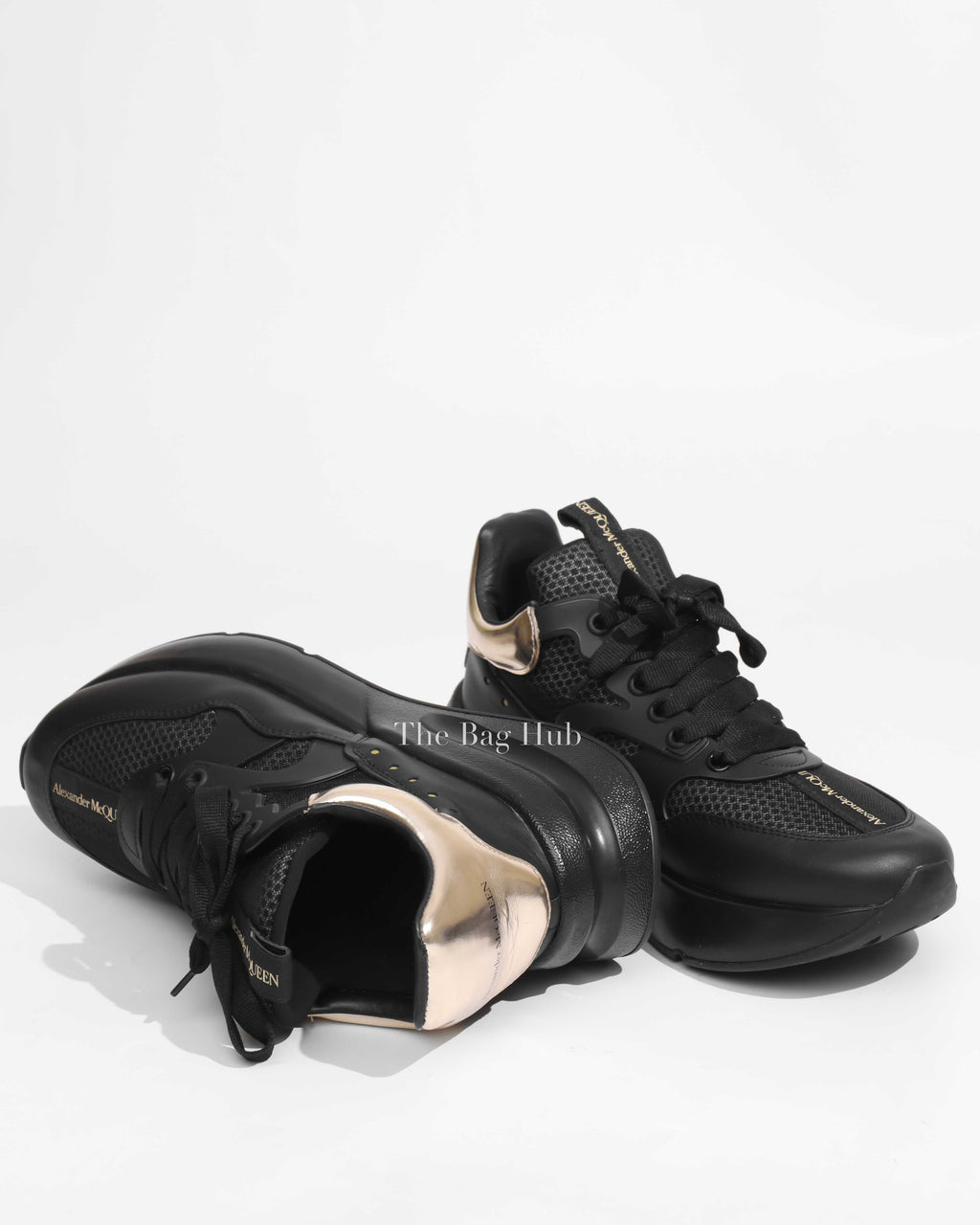 Alexander McQueen Nappa Black/Gold Exclusive Oversized Sneakers Size 41