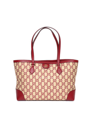 Gucci Red Raffia Ophidia GG Tote Bag