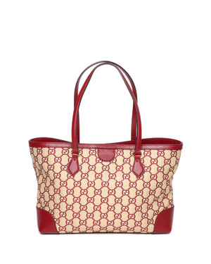 Gucci Red Raffia Ophidia GG Tote Bag