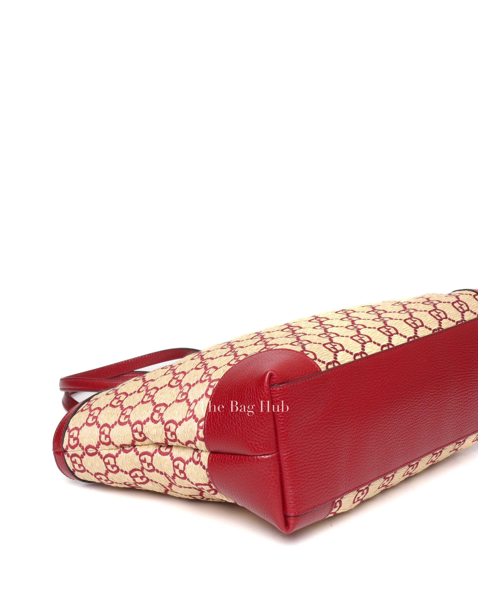 Gucci Red Raffia Ophidia GG Tote Bag