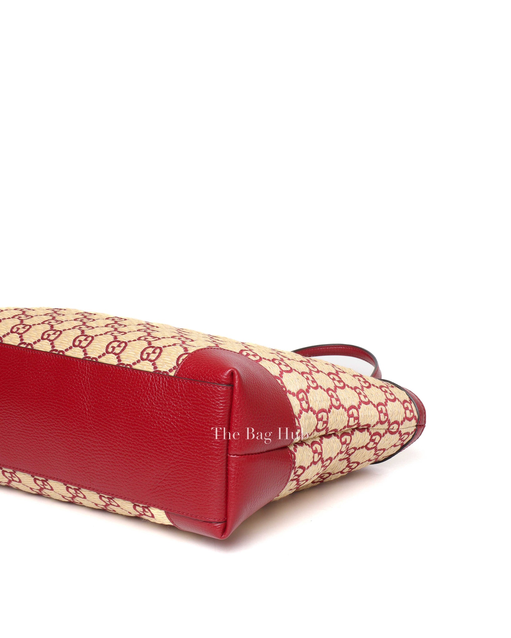 Gucci Red Raffia Ophidia GG Tote Bag