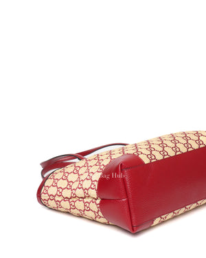 Gucci Red Raffia Ophidia GG Tote Bag