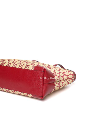 Gucci Red Raffia Ophidia GG Tote Bag