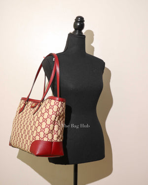 Gucci Red Raffia Ophidia GG Tote Bag