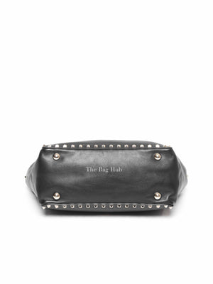 Valentino Black Leather Rockstud Satchel Small Tote Bag
