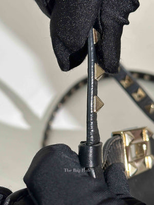 Valentino Black Leather Rockstud Satchel Small Tote Bag