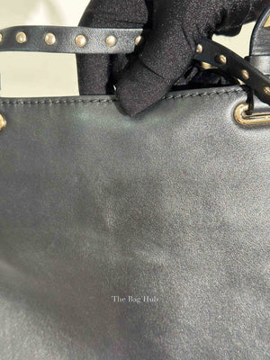 Valentino Black Leather Rockstud Satchel Small Tote Bag
