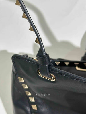 Valentino Black Leather Rockstud Satchel Small Tote Bag