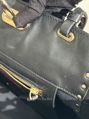 Valentino Black Leather Rockstud Satchel Small Tote Bag