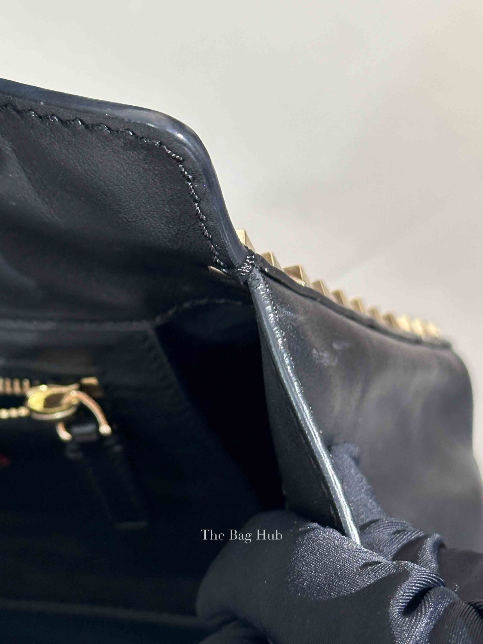 Valentino Black Leather Rockstud Satchel Small Tote Bag