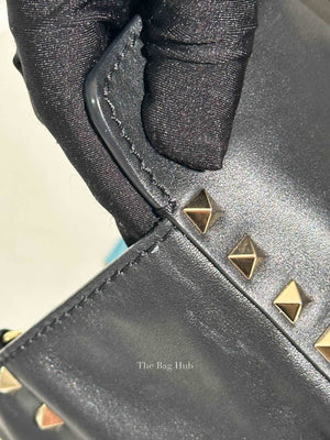 Valentino Black Leather Rockstud Satchel Small Tote Bag
