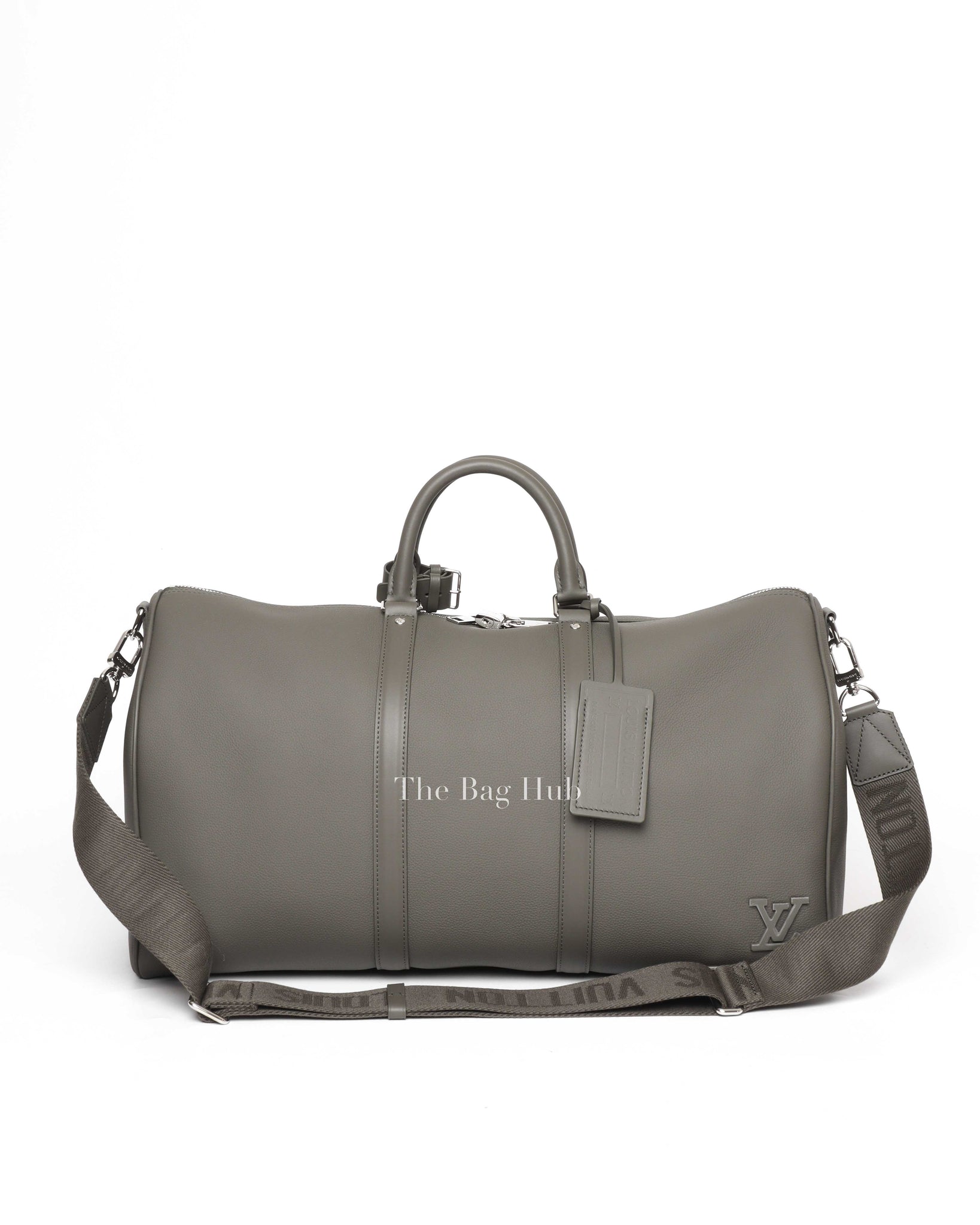 Louis Vuitton Khaki LV Aerogram Leather Keepall Bandouliere 50 Travel Bag-2