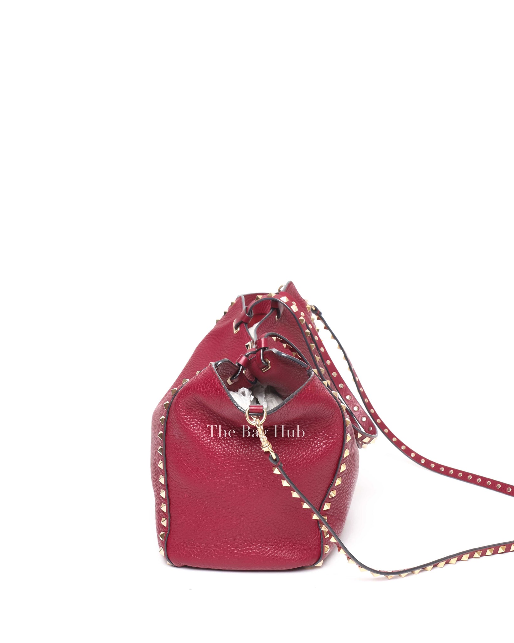 Valentino Garavani Red Grainy Calfskin Leather Medium Rockstud Bag