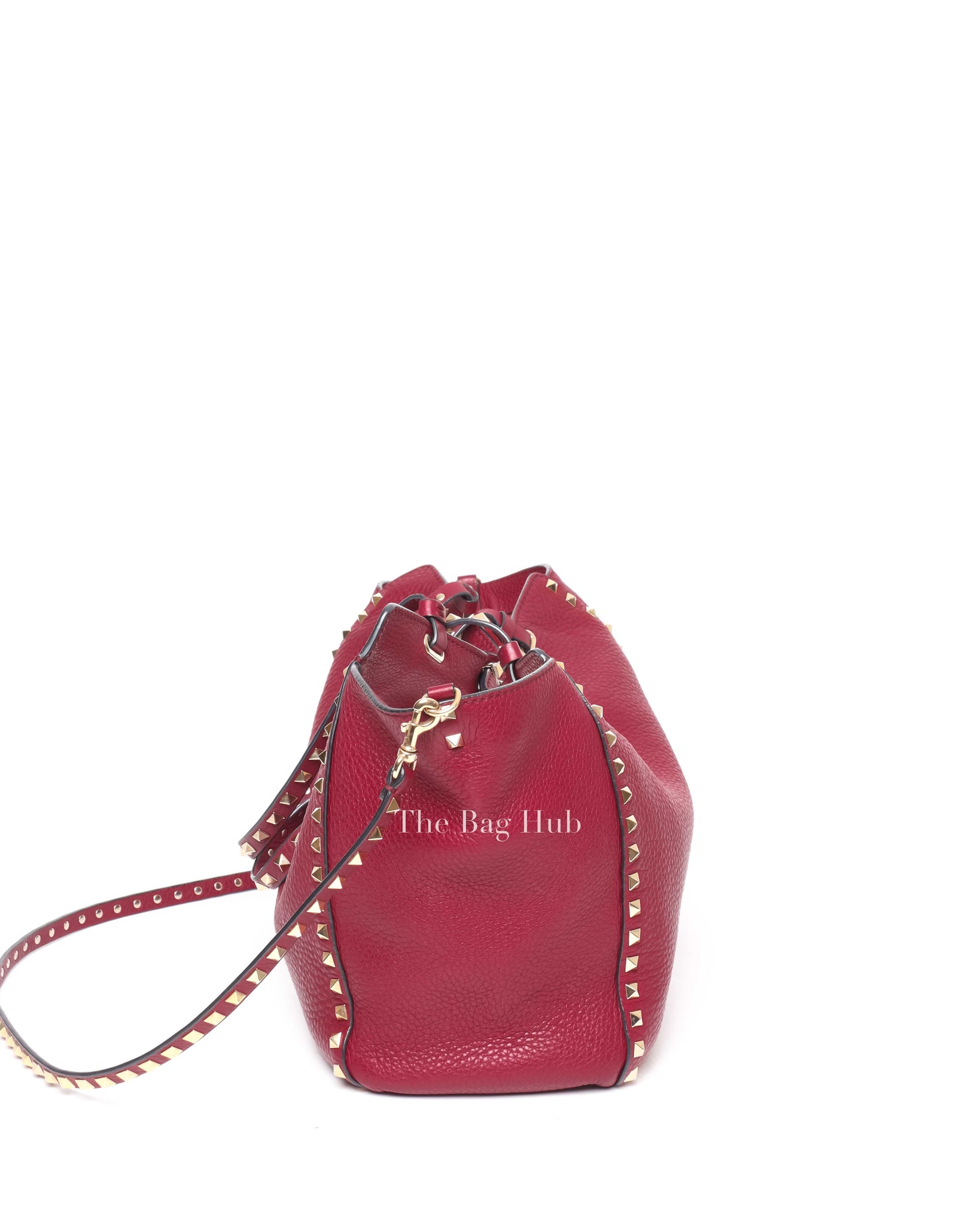 Valentino Garavani Red Grainy Calfskin Leather Medium Rockstud Bag