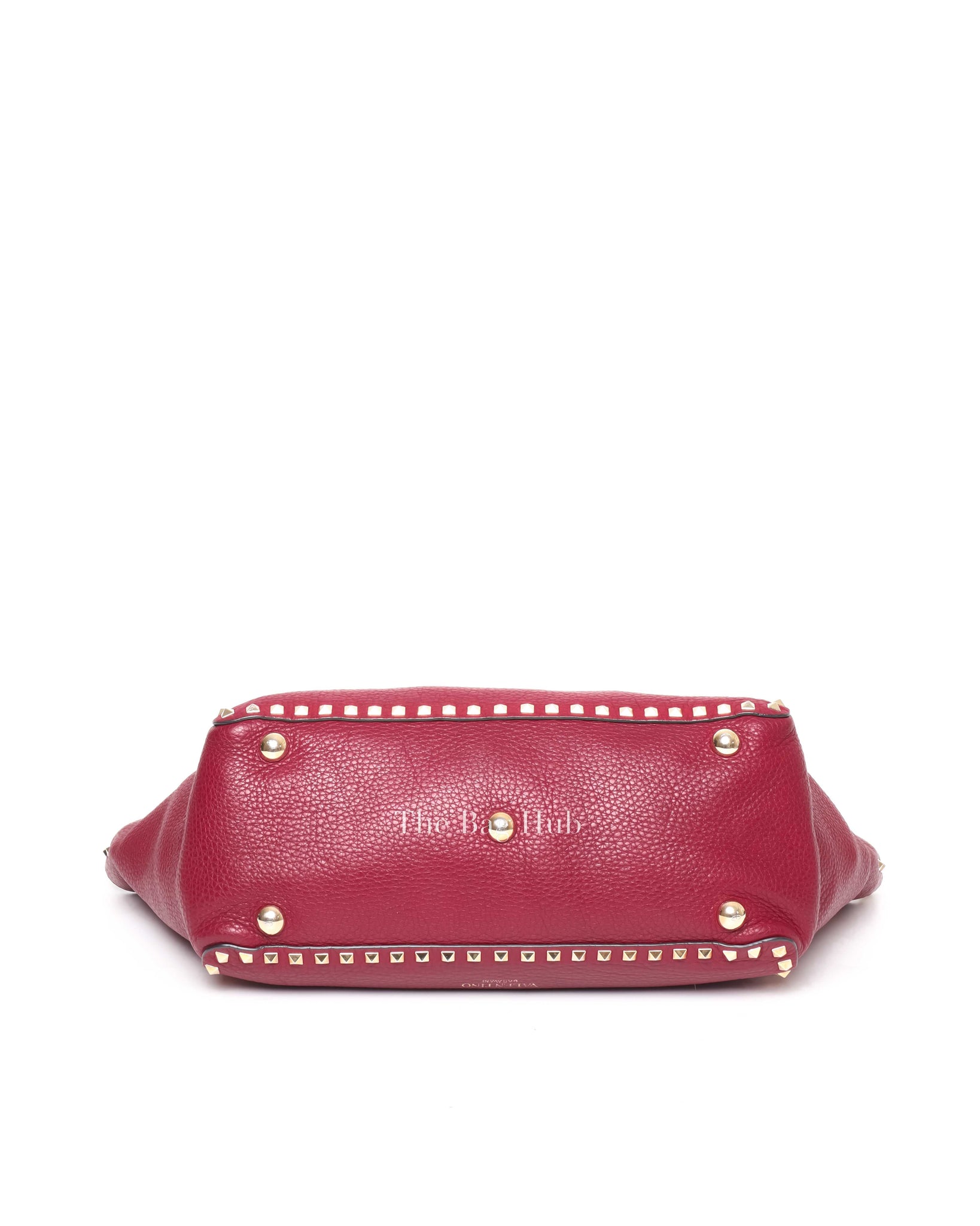 Valentino Garavani Red Grainy Calfskin Leather Medium Rockstud Bag