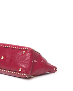 Valentino Garavani Red Grainy Calfskin Leather Medium Rockstud Bag