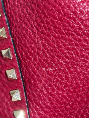 Valentino Garavani Red Grainy Calfskin Leather Medium Rockstud Bag