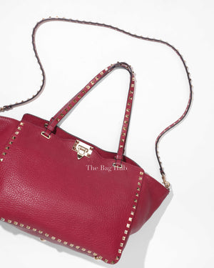 Valentino Garavani Red Grainy Calfskin Leather Medium Rockstud Bag