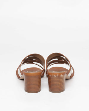 Hermes White/Brown Leather Amica Sandals Size 40.5-7