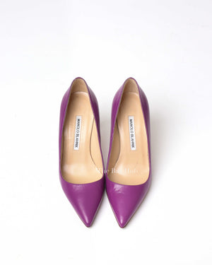 Manolo Blahnik Violet Leather BB Pumps Size 36-8