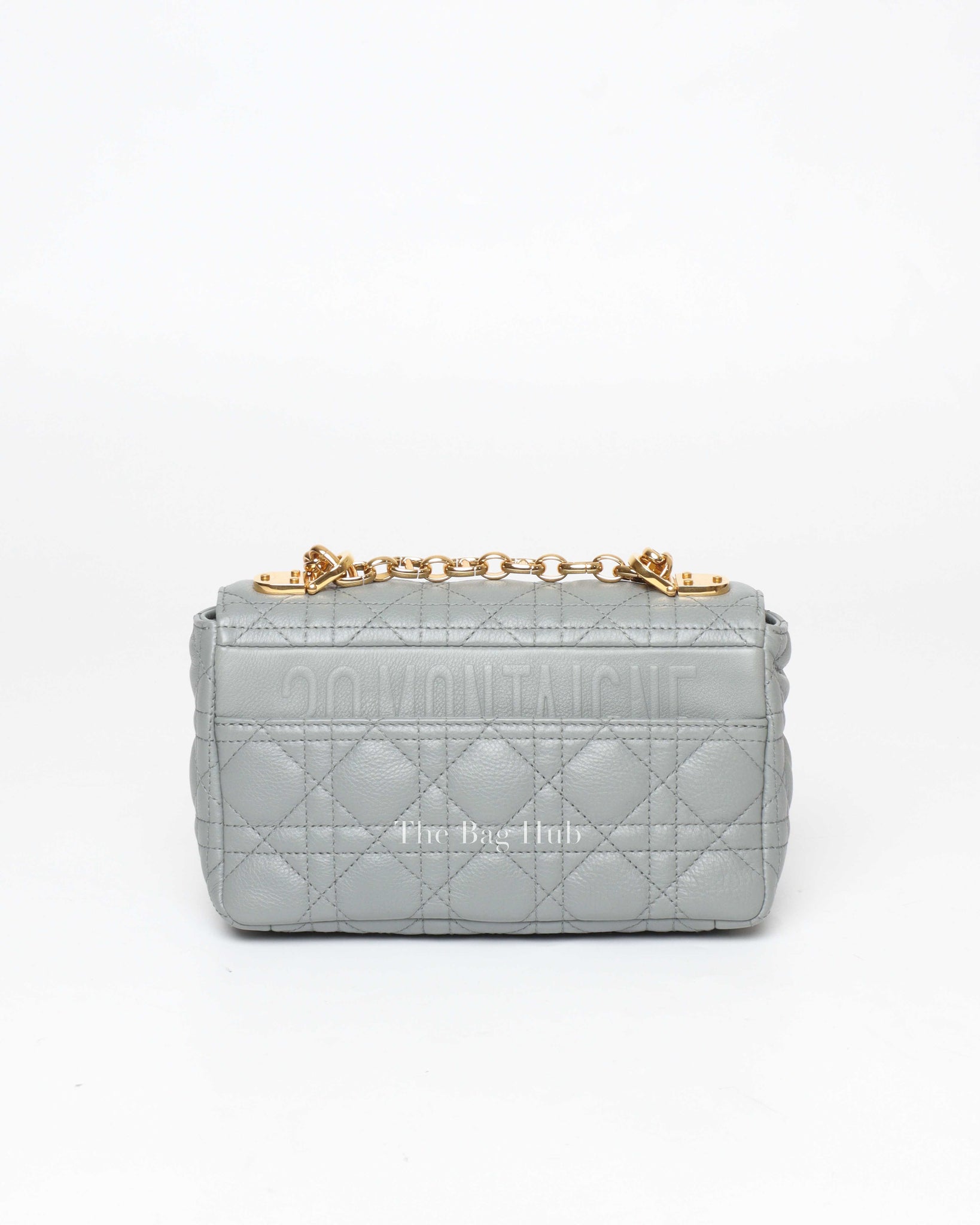 Dior Stone Gray Supple Cannage Calfskin Small Caro Bag-3